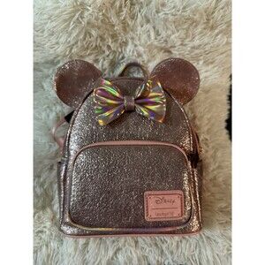 Disney Loungefly Exclusive Minnie Mouse Pink Cotton Candy Sequin Mini Backpack